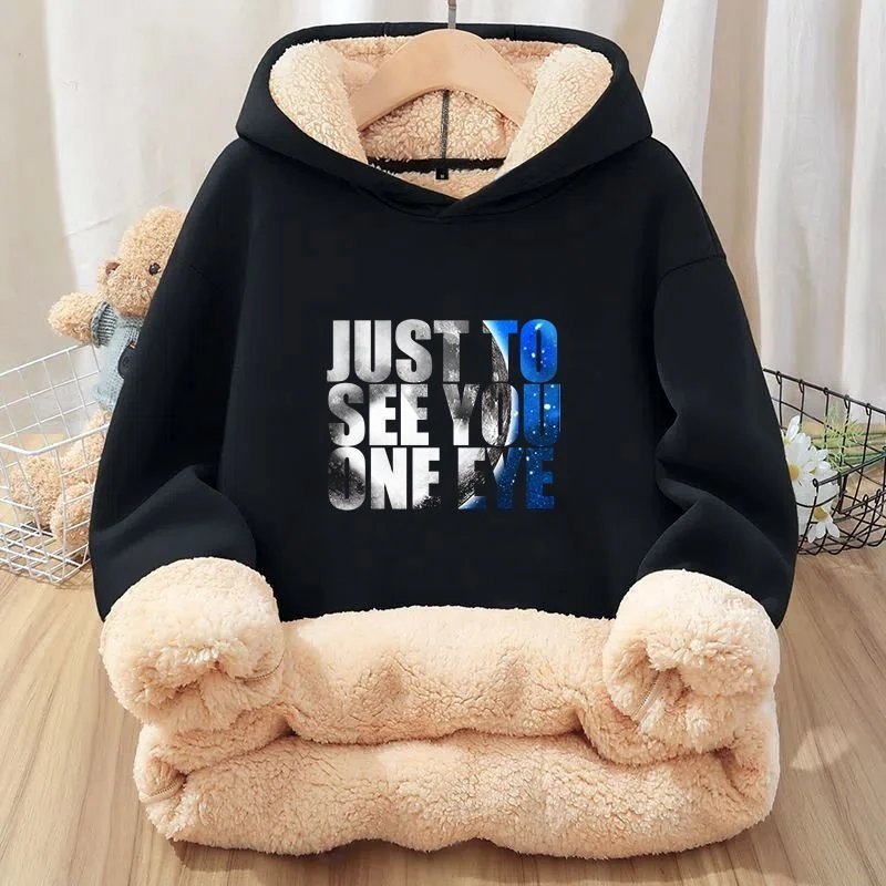 black hoodie with hood big printing draw string — hd-88208