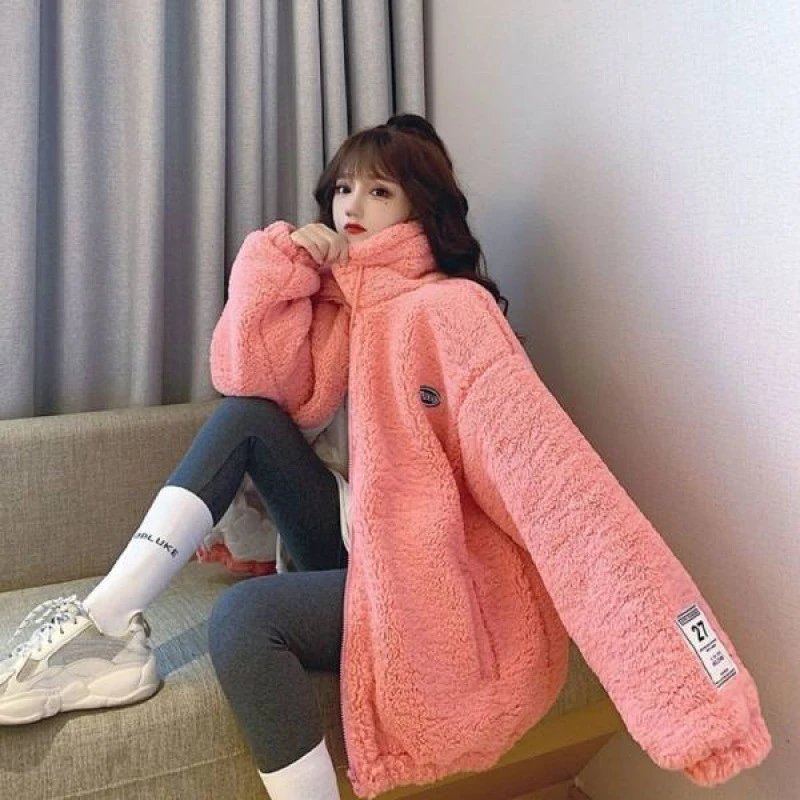 Autumn and Winter New Lamb Fleece Coat Women's Loose — hd-88227