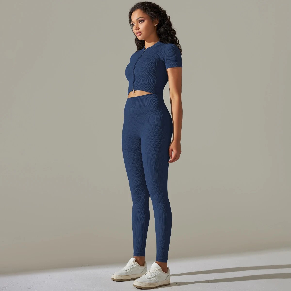 Ladies Sports Seamless Athletic High Waist Butt Lift Leggings Set — SS-5363