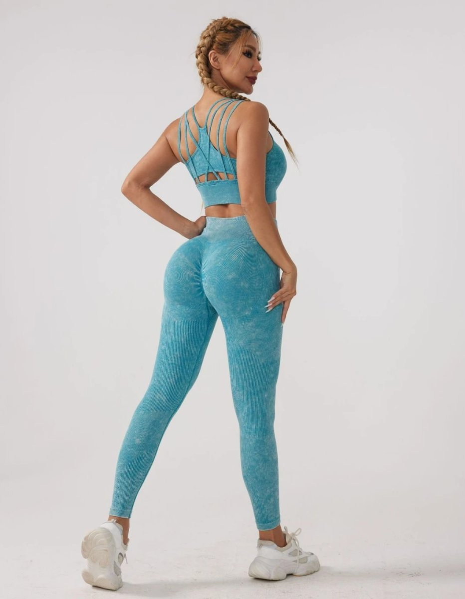 Ladies Sports Seamless Athletic High Waist Butt Lift Leggings Set — SS-5374