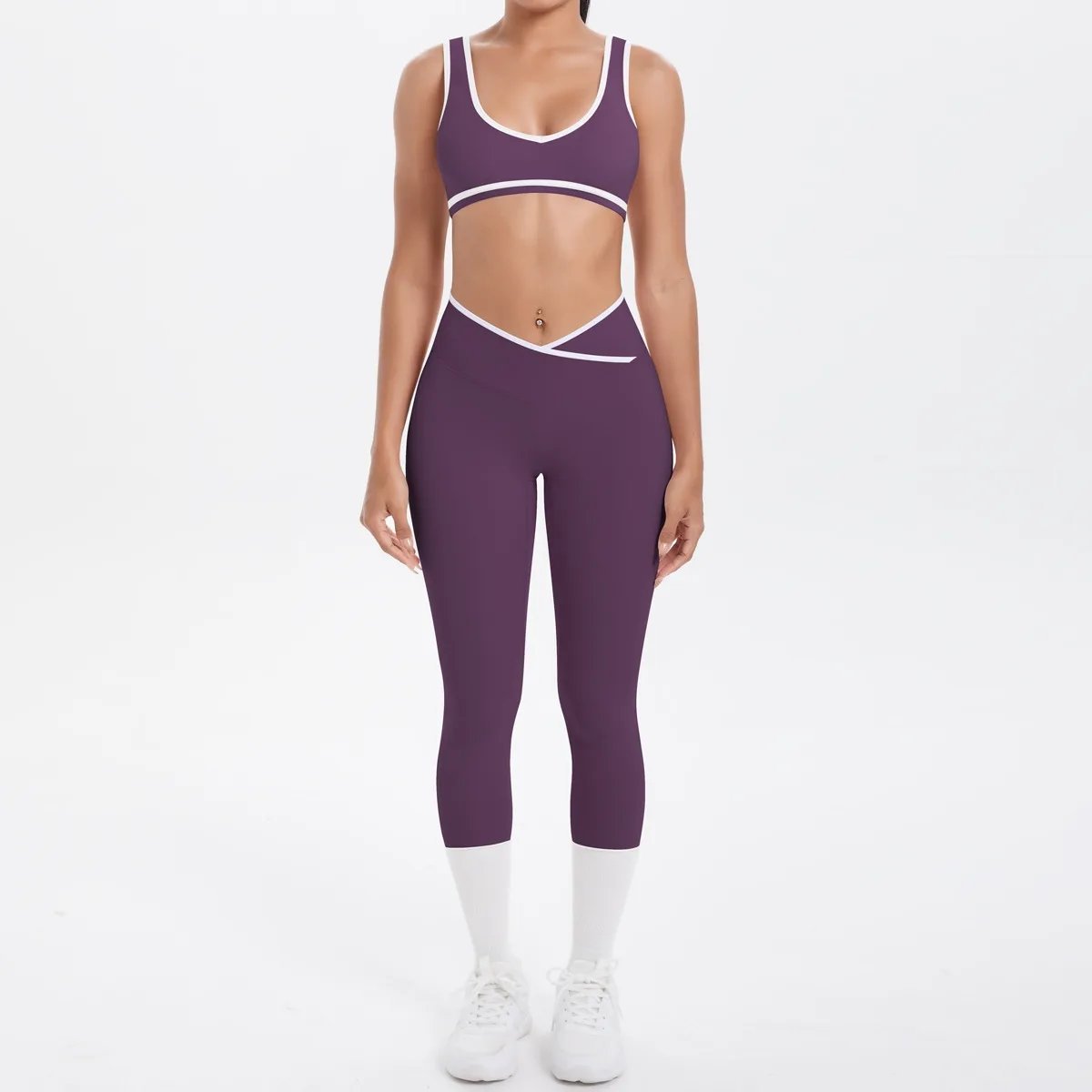 Ladies Sports Seamless Athletic High Waist Butt Lift Leggings Set — SS-5412.1