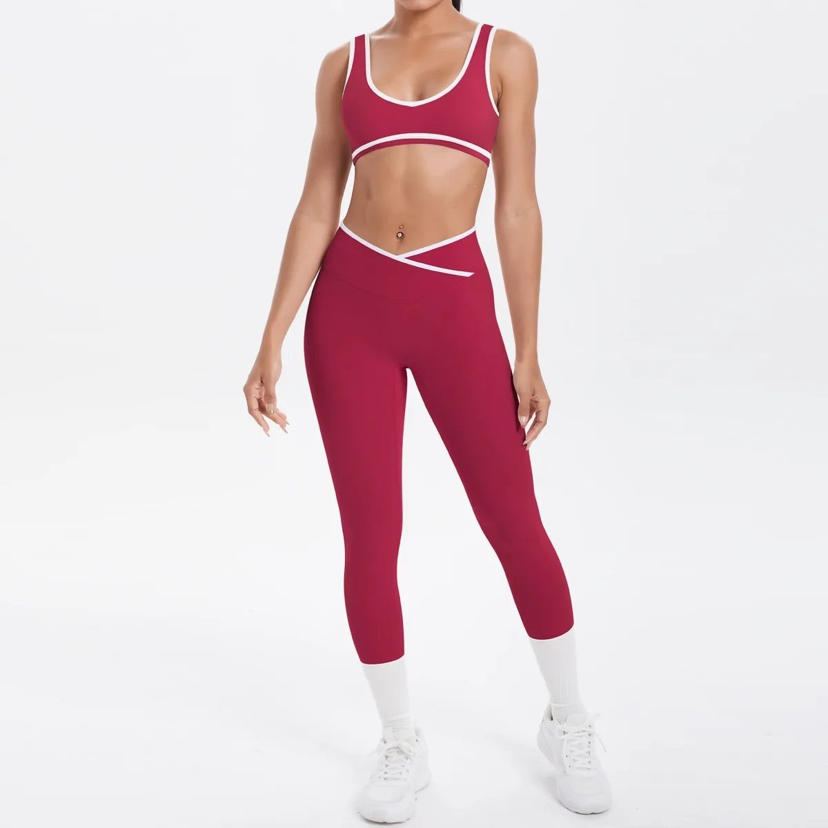 Ladies Sports Seamless Athletic High Waist Butt Lift Leggings Set — SS-5412