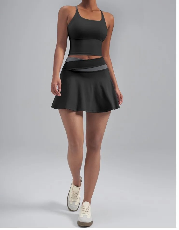 2 Piece Mesh Sports Bra and Athletic Skort Suit — TC-19062